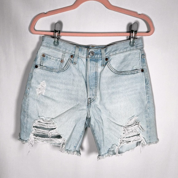 Levi's 501 Light Wash High-Waist Denim Shorts - Picture 2 of 6
